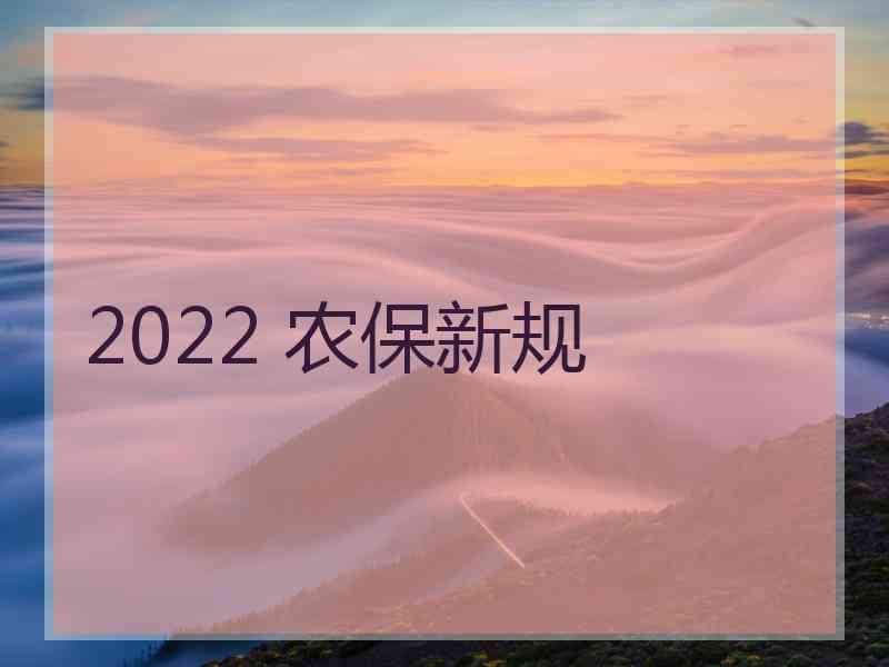 2022 农保新规