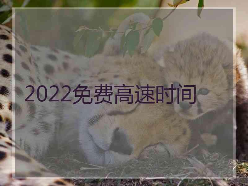 2022免费高速时间