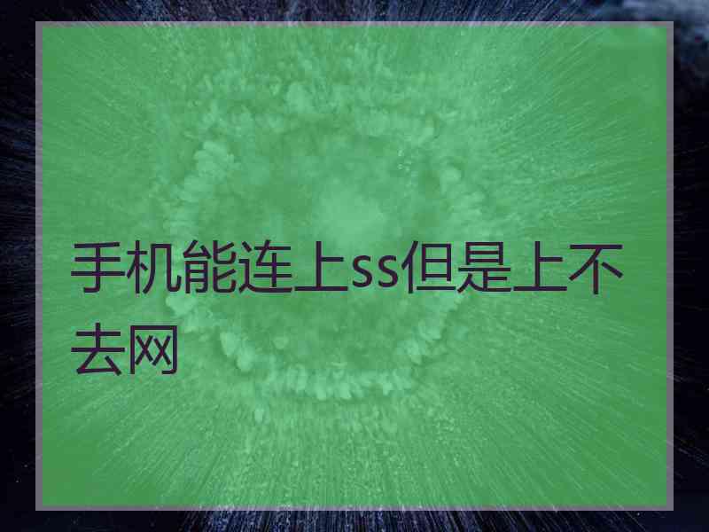 手机能连上ss但是上不去网