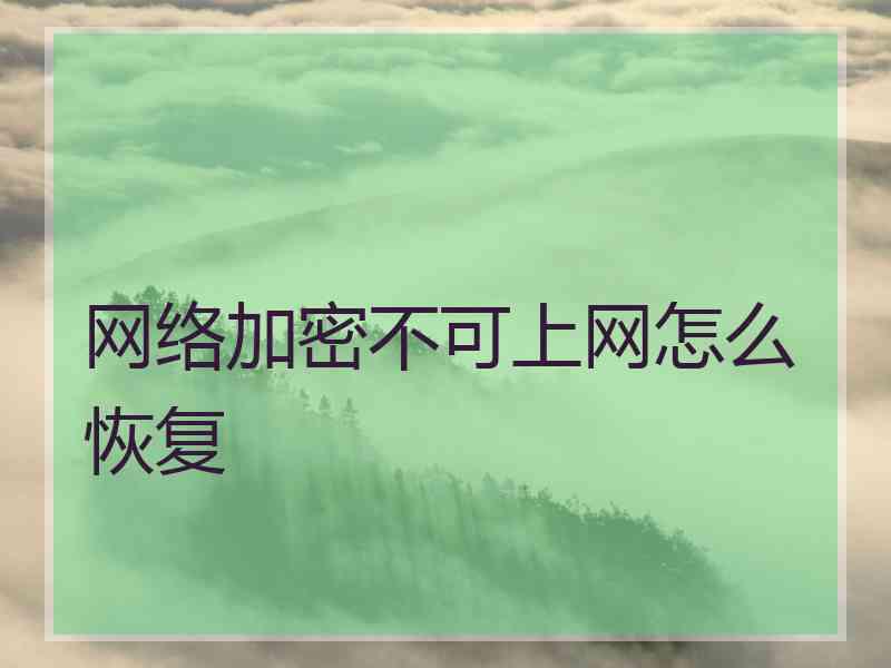 网络加密不可上网怎么恢复