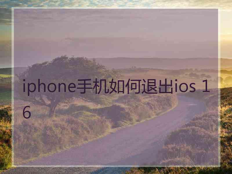 iphone手机如何退出ios 16