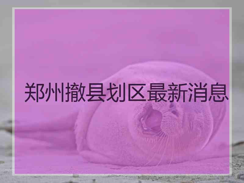 郑州撤县划区最新消息