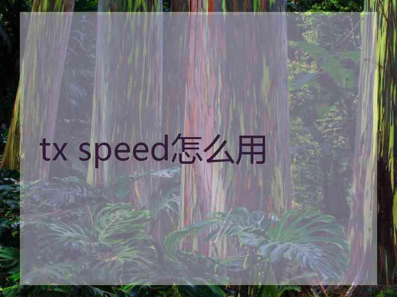 tx speed怎么用