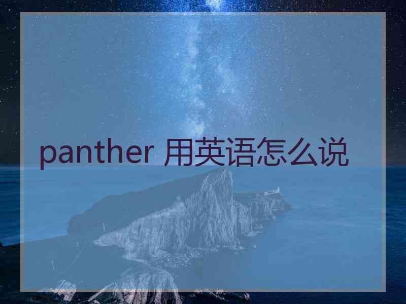 panther 用英语怎么说
