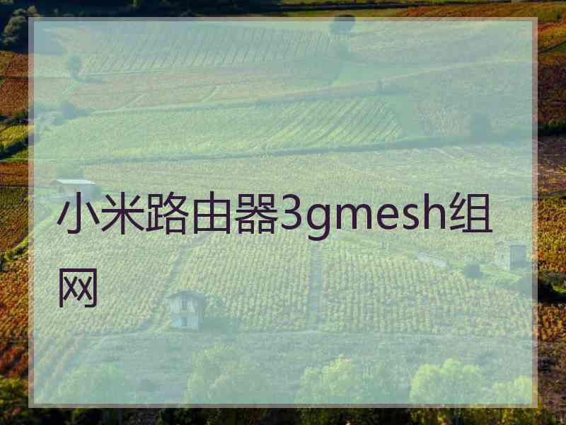 小米路由器3gmesh组网