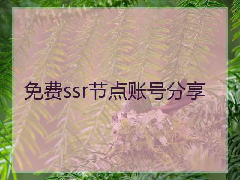 免费ssr节点账号分享